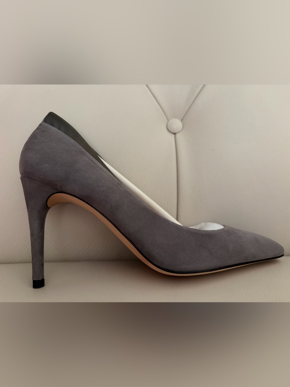 Delman Vero Cuoio Gray Suede Pointed-Toe Stiletto